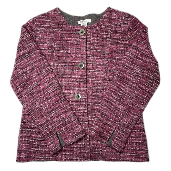 Pendleton Womens Merino Wool Coat Medium Reversible Cardigan Button Up Retro - Picture 1 of 14